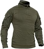 TACVASEN Outdoor Shirt Herren Camping Wandern Hemd Mens Gehen Fishing Hiking Walking T-Shirt Long Sleeve Tshirt Armee Grün Armeegrün M