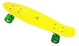 PiNAO Sports - Retro-Skateboard (Gelb) für Kinder, Jugendliche & Erwachsene, Vintage-Skateboard (11041) [PP-Deck mit extra Verstärkung an der Unterseite, 60 x 45 mm PU-Rollen (Härte 78A)