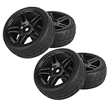 BQLZR 4PCS Rhombic Pattern Hub Wheel Rim&Tires 1:10 RC On-road Racing Car
