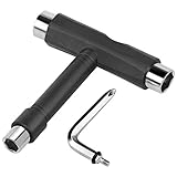 TRIXES T-Tool Schraubenschlüssel mit Inbusschlüssel - All-In-One Multifunktions - Skateboard-Tool Skateboard - Werkzeug Skateboards,Longboard Miniboard -T Typ - Schwarz