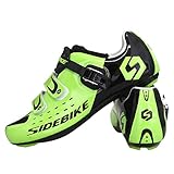 SIDEBIKE Erwachsene Fahrradschuhe Sport Outdoor Schuhe mit Pedalen & Stollen Rennradschuhe Nylon Atmungsaktiv Dämpfung Radfahren Atmungsaktiv Mesh, Grün - grün - Größe: 44 EU