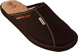 FreeWalker | Hausschuhe mit echter Wolle gefüttert | 100% Leder | 100% Wolle (40, Braun)