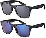 La Optica Original UV400 CAT 3 Unisex Sonnenbrille Nerd - Doppelpack Rubber Schwarz (Gläser: 1 x Grau, 1 x Blau Verspiegelt)