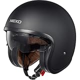 Nexo Jethelm Motorradhelm Helm Motorrad Mopedhelm Urban Style, Sonnenblende, Ratschenverschluss, herausnehm-, waschbare Wangenpolster, 1.050 g, Prüfung: ECE 22/05, matt schwarz, L