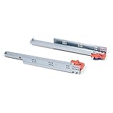 Emuca 3052205 Satz unsichtbare Führungen für Schublade, vollständiger Auszug, Soft-Verschluss, mit Haken, verzinkt, 340 mm