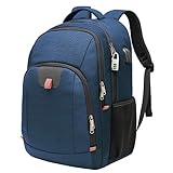 Della Gao Laptop-Rucksack, extra groß, Computer-Rucksack mit USB-Ladeanschluss, wasserabweisend, großer Business-Rucksack für Herren und Damen, passend für 43,2 cm (17 Zoll) Laptops, Notebooks, Blau