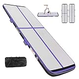 FBSPORT Airtrack Matte 20cm Höhe Trainingsmatte Länge 4M Kohlefaser Tumbling Matte, Aufblasbare Gymnastik Matte für Übungsgymnastik, Tumbling
