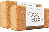 AMITYUNION DAS original Yogablock 2er Set - 100% Natur - Hatha Klotz auch für Anfänger Meditation & Pilates, Fitness Zubehör Hilfsmittel für Joga, Rücken, Yoga Blocks 65 mm 2er Pack