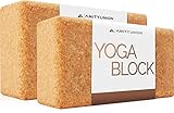 AMITYUNION DAS original Yogablock 2er Set - 100% Natur - Hatha Klotz auch für Anfänger Meditation & Pilates, Fitness Zubehör Hilfsmittel für Joga, Rücken, Yoga Blocks 65 mm 2er Pack