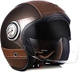 SOXON® SP-888 Pro „Urban Bronze“ · Jet-Helm · Motorrad-Helm Roller-Helm Scooter-Helm Moped Mofa-Helm Chopper · ECE 22.05 Sonnenvisier Leather-Design Schnellverschluss SlimShell Tasche M (57-58cm)
