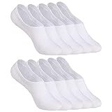 YOUCHAN Sneaker Socken Damen Herren Füßlinge 10 Paar Footies Unsichtbare Kurze No Show Socken Großes Silikonpad Anti Rutsch_Weiß_39-42