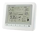 Bresser Wetterstation Funk mit Aussensensor TemeoTrend WF mit Innen-/Außentemperatur und Luftfeuchtigkeit, 6-Stunden-Wettervorhersage, Mondphasen, Außensensor, DCF-Funksignal und Wecker, Weiß