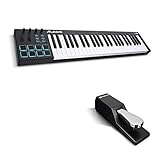 Alesis V49 + M-Audio SP-2 - 49-Tasten USB-MIDI Keyboard Controller mit 8 hintergrundbeleuchteten Pads und 4 zuweisbaren Encodern + Universal Sustain Pedal mit Piano Style Action