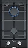 Bosch PRB3A6D70D Serie 8 Domino-Gaskochfeld / 30 cm / Schwarz / Schwertknebel / 1-Hand-Zündung / FlameSelect / spülmaschinenfeste Topfträger / TopControl-Digitalanzeige