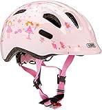 ABUS Smiley 2.0 Kinderhelm - Robuster Fahrradhelm für Mädchen und Jungs - 72564 - Rosa mit Prinzessinnen-Muster, Größe S