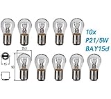 10xStück P21/5W - BAY15d - 12V - 21/5W 2-Phasen Lampen Dual Sockel Auto KFZ Beleuchtung Glühlampe Birne Bremslichtlampe Nebelschlusslampe Rückfahrlicht Tagfahrlicht Soffitte/chiavi