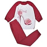 Evoni Damen Schlafanzug lang XXL=44 Pyjama Set rosa - Lange Hose + Langarmshirt