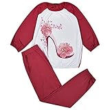 Evoni Damen Schlafanzug lang XXL=44 Pyjama Set rosa - Lange Hose + Langarmshirt