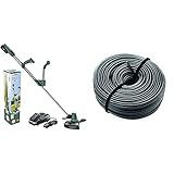 Bosch Rasentrimmer UniversalGrassCut 18-260 (1 Akku, 18 Volt System, Schnittkreisdurchmesser: 26 cm) & Trimmerfaden zum Auffüllen Aller Aktuellen Trimmerspulen﻿﻿ (24 m × 1.6 mm, 1 Stück) F016800462