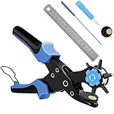 [Volles Set] Leder Locher, Diyife® Gürtel Locher, Heavy Duty Revolver Lochzange mit 2 Extra Punch Platten und Lineal, Multi Sized Puncher für Gürtel, Kunsthandwerk, Karte, Gummi, etc.