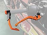 Lenker Kupplungsbremshebel mit Griffschutz, Motorrad Einstellbarer Bremskupplungshebel Griff Griffsatz passend für 125 Duke RC 125, 390 Duke RC 390.390 Abenteuer 2013 -2020 Orange