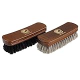1 Paar Premium Rosshaar Schuhputzbürsten Glanzbürste zur Schuhpflege hell & dunkel von Langlauf Schuhbedarf