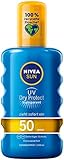 NIVEA SUN UV Dry Protect Transparentes Sonnenspray LSF 50 (200 ml), erfrischender Sonnenschutz zum Sprühen ohne Kleben und Fetten, Sonnenspray mit LSF 50