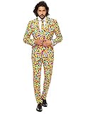 OppoSuits Lustige Verrückt Abschlussball Anzüge für Herren - Komplettes Set: Jackett, Hose und Krawatte,Mehrfarbig,54