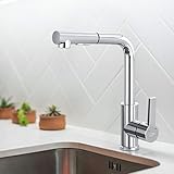 Auralum Ausziehbar Küchenarmatur Spültischarmatur 360° Schwenkbar Küche Wasserhahn Mischbatterie Einhebelmischer mit Herausziehbarer Brause, 2 Strahlarten