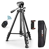 Dreibeinstativ, TACKLIFE Kamera Stativ 150cm, Maximale Tragkraft: 5kg, 360° Schwenkbar, Handy Stativ mit Bluetooth-Fernbedienung, 1/4'' Schraubhalterung, Tasche