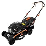 DELTAFOX Benzin Rasenmäher - 46 cm Schnittbreite - Radantrieb - 50 ltr Fangkorb - Stahlgehäuse - Reinigungsanschluss - kugelgelagerte Räder - Tragegriff