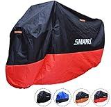 SMARCY® Motorradabdeckplane Motorradgarage Motorradabdeckung Wasserdicht Staubdicht Schwarz Rot XXXL