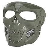 ATAIRSOFT Schädel Airsoft Integralhelm Maske Horror CS Halloween Schutz Maskerade Party Cosplay Outdoor Taktische Maske (OD Grün)