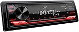 JVC KD-X172DB USB-Autoradio mit DAB+ (Hochleistungstuner,Soundprozessor, USB, MP3, WMA, FLAC, AUX-Eingang, 4 x 50 Watt, rote Tastenbeleuchtung, DAB+ Antenne*), Schwarz