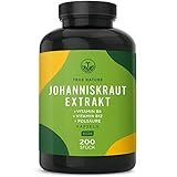 TRUE NATURE® Johanniskraut Extrakt - 200 Kapseln - 3.600mg pro Kapsel - Neue Rezeptur mit Vitamin B6, B12 & Folsäure - Vegan, Laborgeprüft, Deutsche Produktion