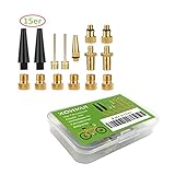 KOHMUI Fahrradventil Adapter, 15er Premium Fahrrad Ventil Set, Alle Ventiladapter SV AV DV Dunlop Französisches Blitzventil Autoventil Sclaverandventil mit Dichtring für Kompressor Fahrradpumpe