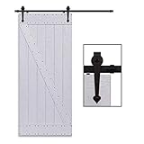 CCJH 4FT-122cm Stahl Schiebe Holz Scheunentor Hardware Schiene Rolle Kit fur Einzelne Holztur