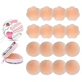 Kodior Nipple Cover - Silikon Nippelabdeckung Nippel Abdeckungen Klebstoff Trägerloser Brustwarzenabdeckung Selbstklebend Wiederverwendbar Brust Aufkleber Unter BH (Beige-4F4R)