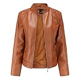 KPPONG Jacke Damen Kurze Kunstleder Jacke Bikerjacke Luxuriöses Übergangsjacke Parka Winter Mantel Outwear Sakko