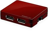 Speedlink Snappy USB Hub (4 Anschlüsse, integrierter ausklappbarer und drehbarer USB-Anschluss, schnelle Datenübertragung) rot