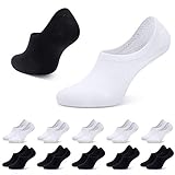 TUUHAW Sneaker Socken Damen Herren Füßlinge 10 Paar Füsslinge Footies Unsichtbare Kurze Großes Silikonpad Schwarz-Weiß 47-50