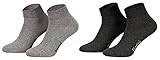 Piarini 8 Paar kurze Socken Kurzsocken Quarter Socken für Damen Herren Kinder - dünn, ohne Gummibund - 4 Paar anthrazit/ 4 Paar grau 43-46