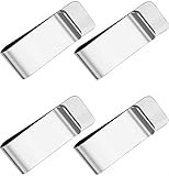 cococity 4 Stück Geldklammer Edelstahl, Geldclip Silber Geldscheinklammer Herren Geldklammer Money Clip für Bill Note Kreditkarte Geldscheine 5x2,5x0,75cm