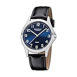 Regent 18307814 Herrenuhr Edelstahl Blau Schwarz Lederband