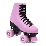 SMJ sport Damen Klassische Retro Rollschuhe | ABEC7 Kugellager | Pink Schwarz Mädchen Classic Roller Skates Inliner Inlineskates | Gr. 35, 36, 37, 38, 39, 40 (39)