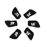 Alomejor 6 Teile/Satz Golf Eisen Kopfbedeckungen Elastische Schutzhülle Set Golf Kopfbedeckungen mit Gedruckt Anzahl Golf Head Cover Zubehör(Schwatz)