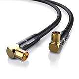 CSL-Computer Uplink - 5m 135dB HDTV Antennenkabel 75 Ohm 90 Grad gewinkelt - Koaxialkabel - Koax Stecker 90 Grad - DVB-T DVB-T2 Radio UKW DAB DAB - Vollmetallstecker - Abschirmmaß 135dB - 4-Fach Schirmung