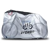 LYCAON Fahrradabdeckung Wasserdichter 210D Polygewebe UV-Schutz Fahrradhülle mit Aufbewahrungstasche, Fahrradgarage für Mountainbike und Rennrad (for 26 Zoll/Schwarz & Silber)