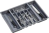Kesper 30087 Besteckkasten ausziehbar, Kunststoff, Maße: 29 -50 cm x 38 x 6.5 cm, grau