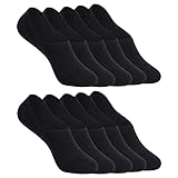 YOUCHAN Sneaker Socken Damen Herren Füßlinge 10 Paar Footies Unsichtbare Kurze No Show Socken Großes Silikonpad Anti Rutsch_Schwarz_39-42